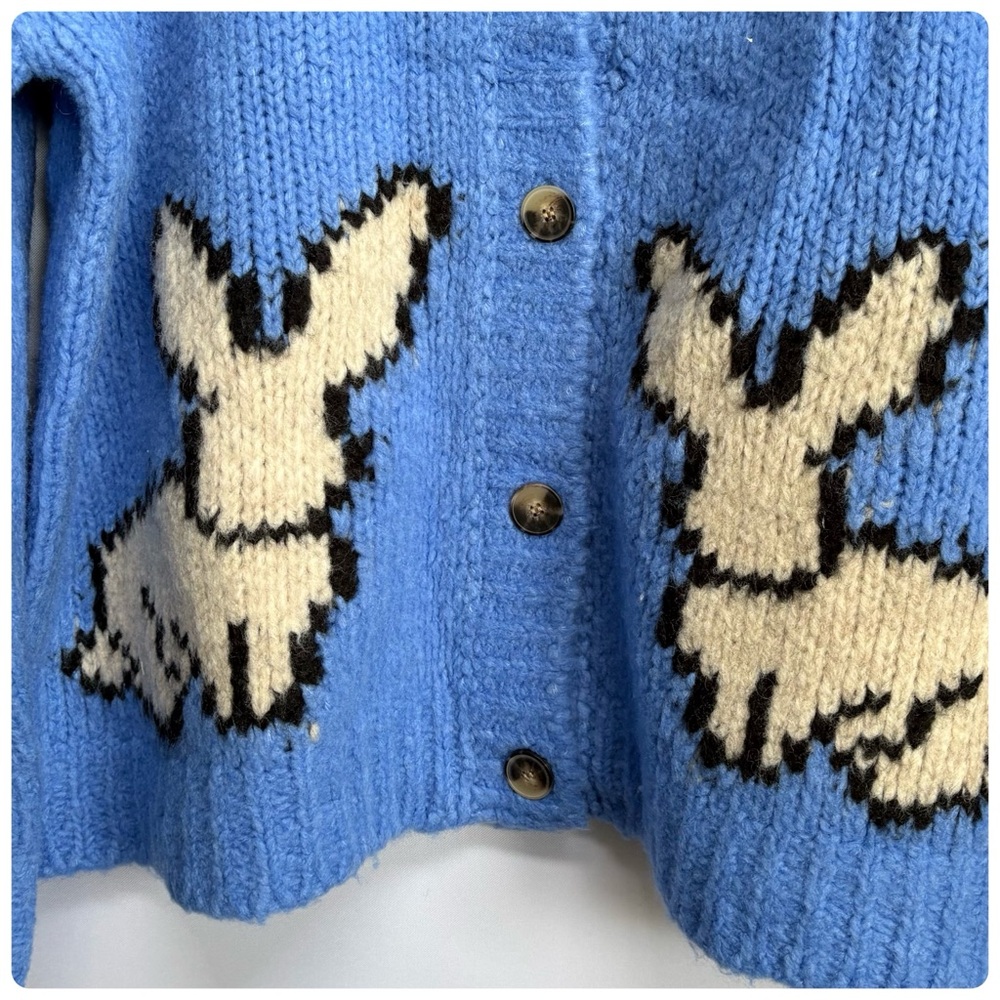 NWT Anthropologie Maeve Bunny Slope Cardigan front buttons Sweater in Blue, L - Picture 9 of 13